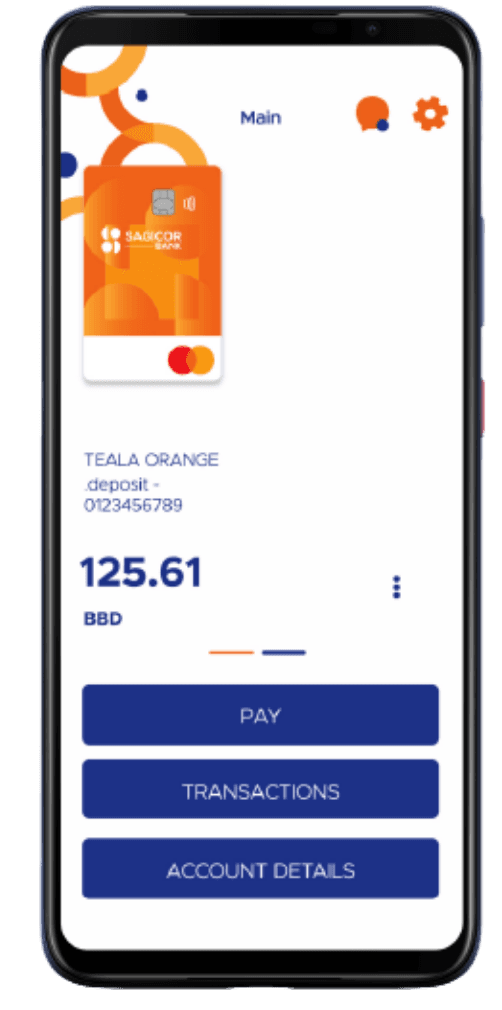 The Sagicor Bank Mobile App showing a .deposit account balance