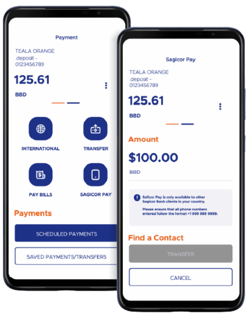 The payment menu beside the Sagicor Pay amount screen